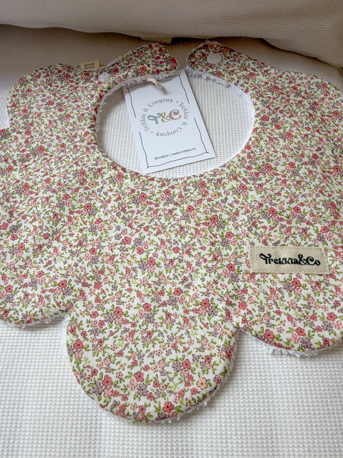 Babero Liberty mini rosa y lila