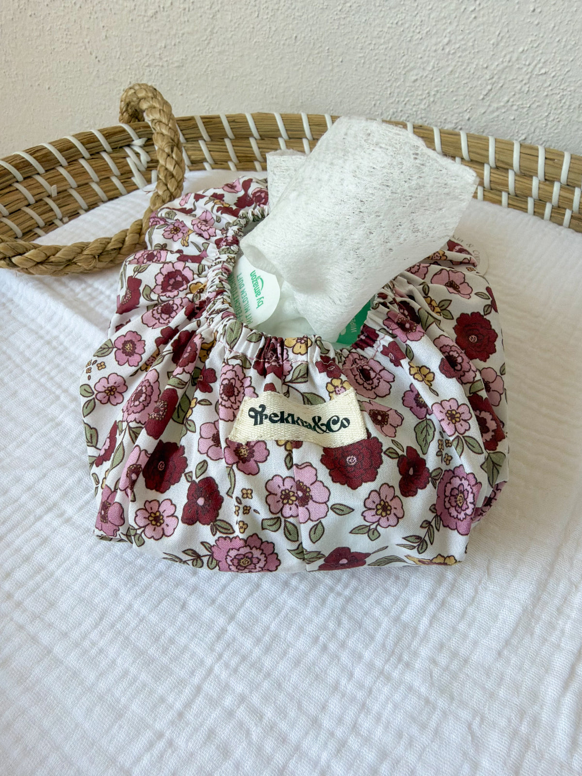 Funda toallas liberty rosa y burdeos