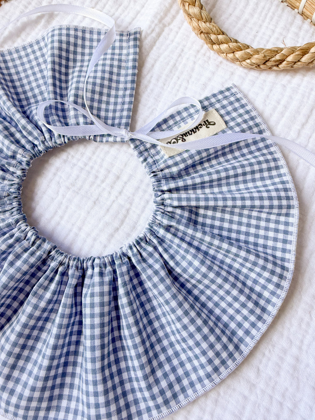 Cuello quita y pon Vichy azul mini