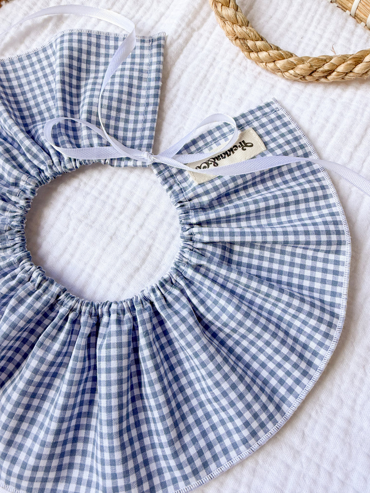 Cuello quita y pon Vichy azul mini