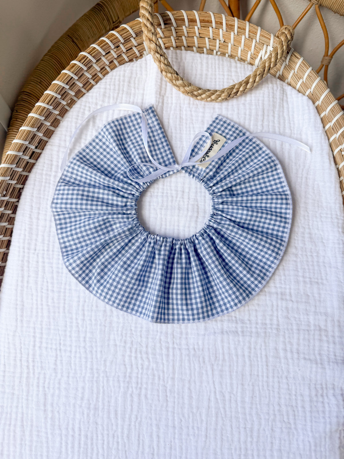 Cuello quita y pon Vichy azul mini
