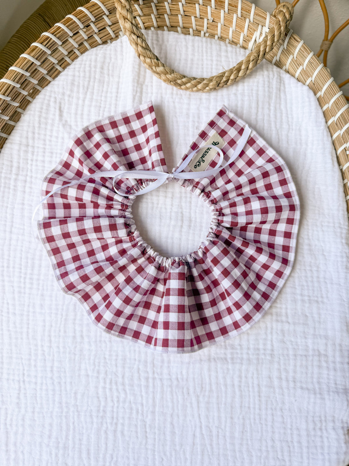 Cuello quita y pon Vichy burdeos