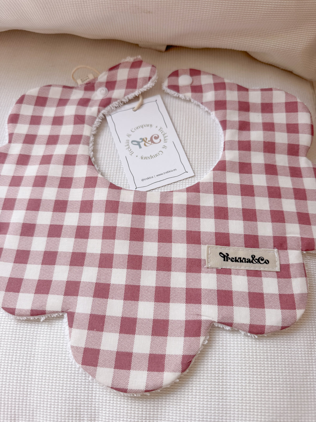 Babero Vichy Rosa Empolvado