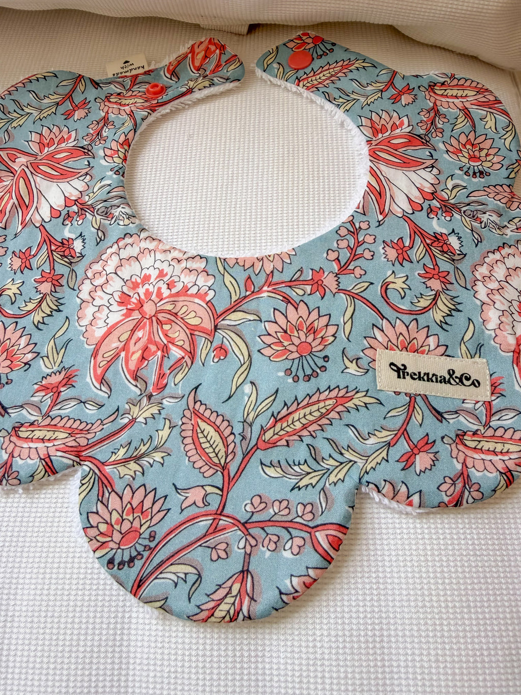 Orange and Turquoise Oriental Bib