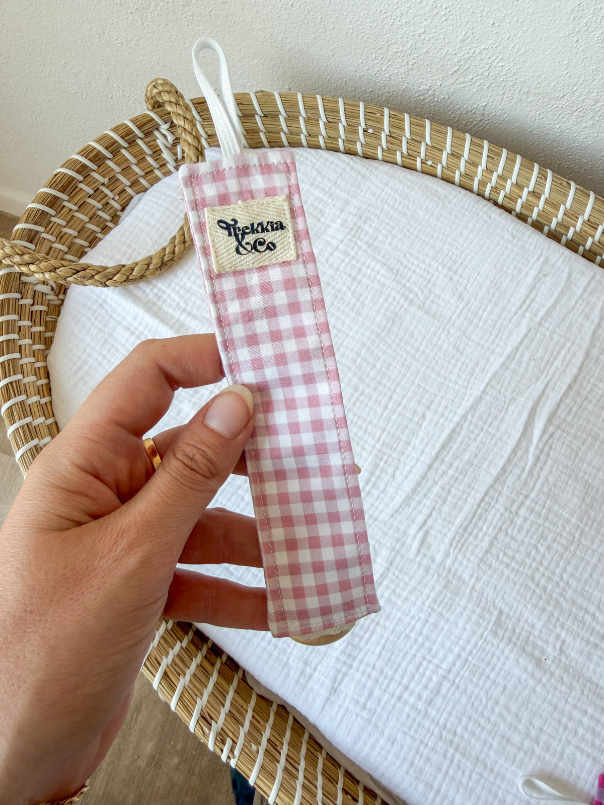 Chupetero Vichy rosa mini