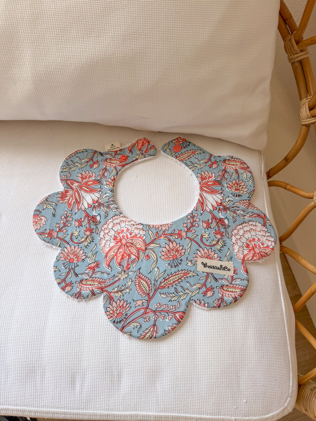 Orange and Turquoise Oriental Bib
