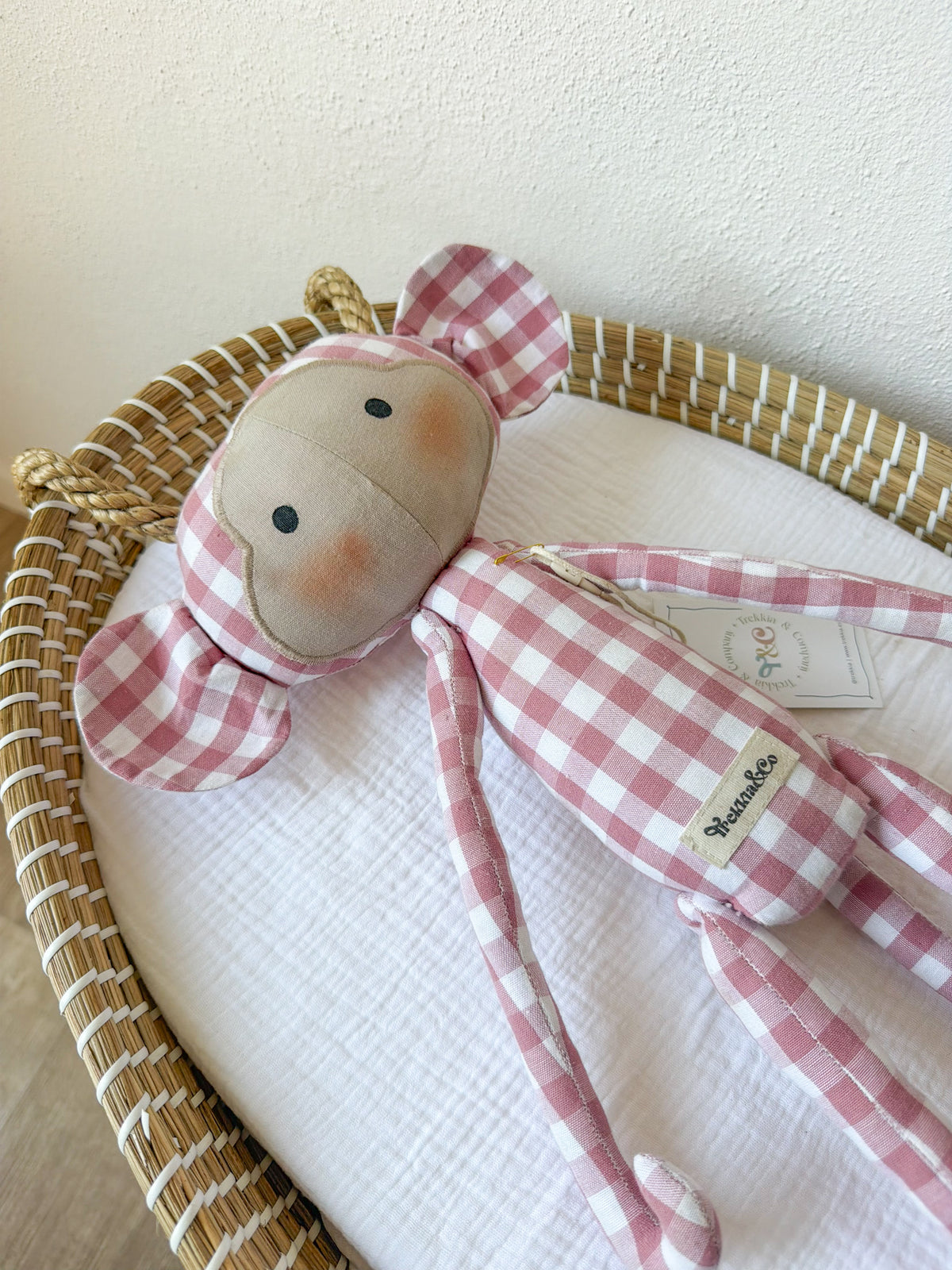 Peluche mono Vichy Rosa