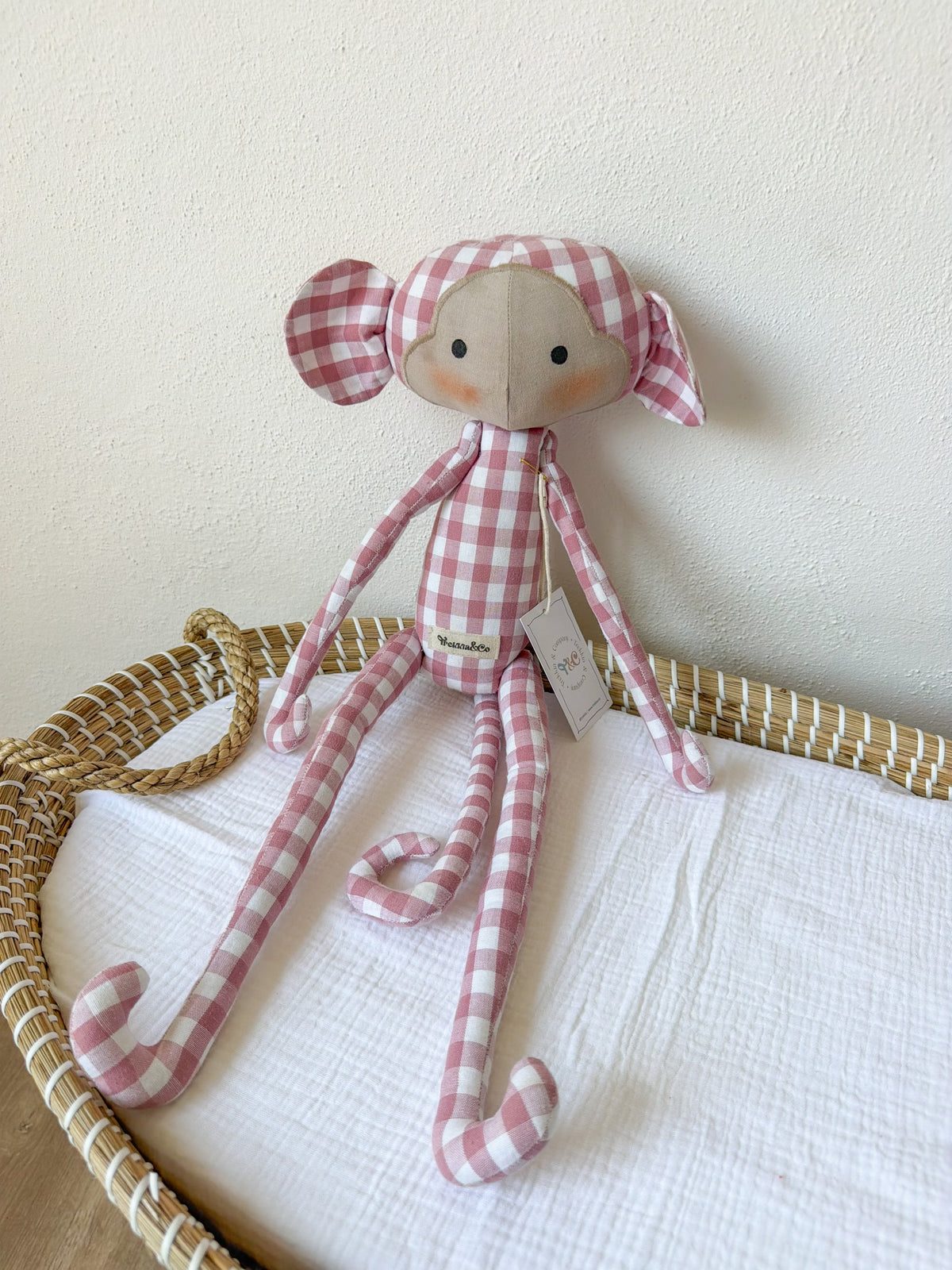 Peluche mono Vichy Rosa