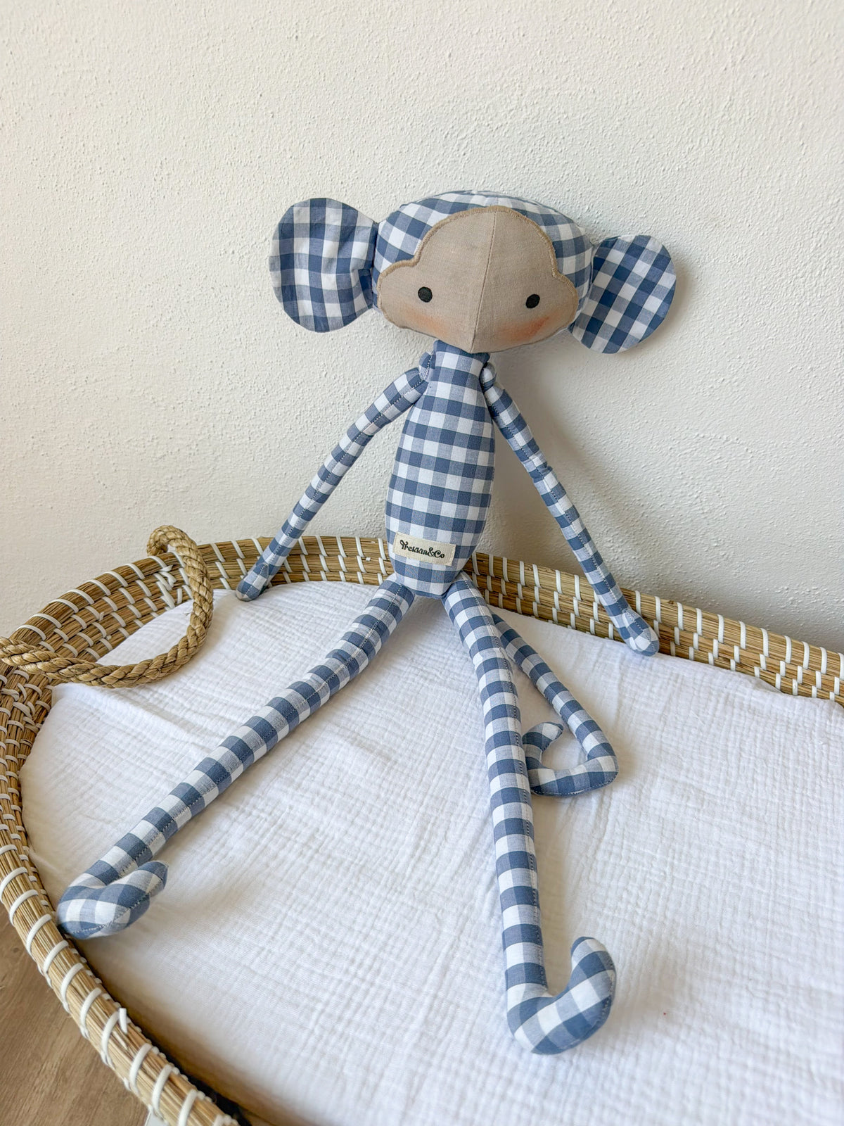 Peluche mono Vichy Azul